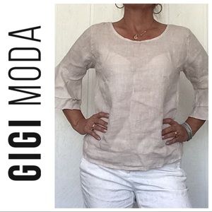 GIGI MODA LINEN TIE BACK TOP MEDIUM